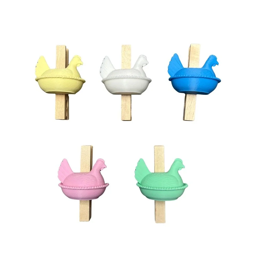 Set of 5 Farmhouse Hen Chicken HON Magnet Photo Chip Clips 3D Printed Clothespin